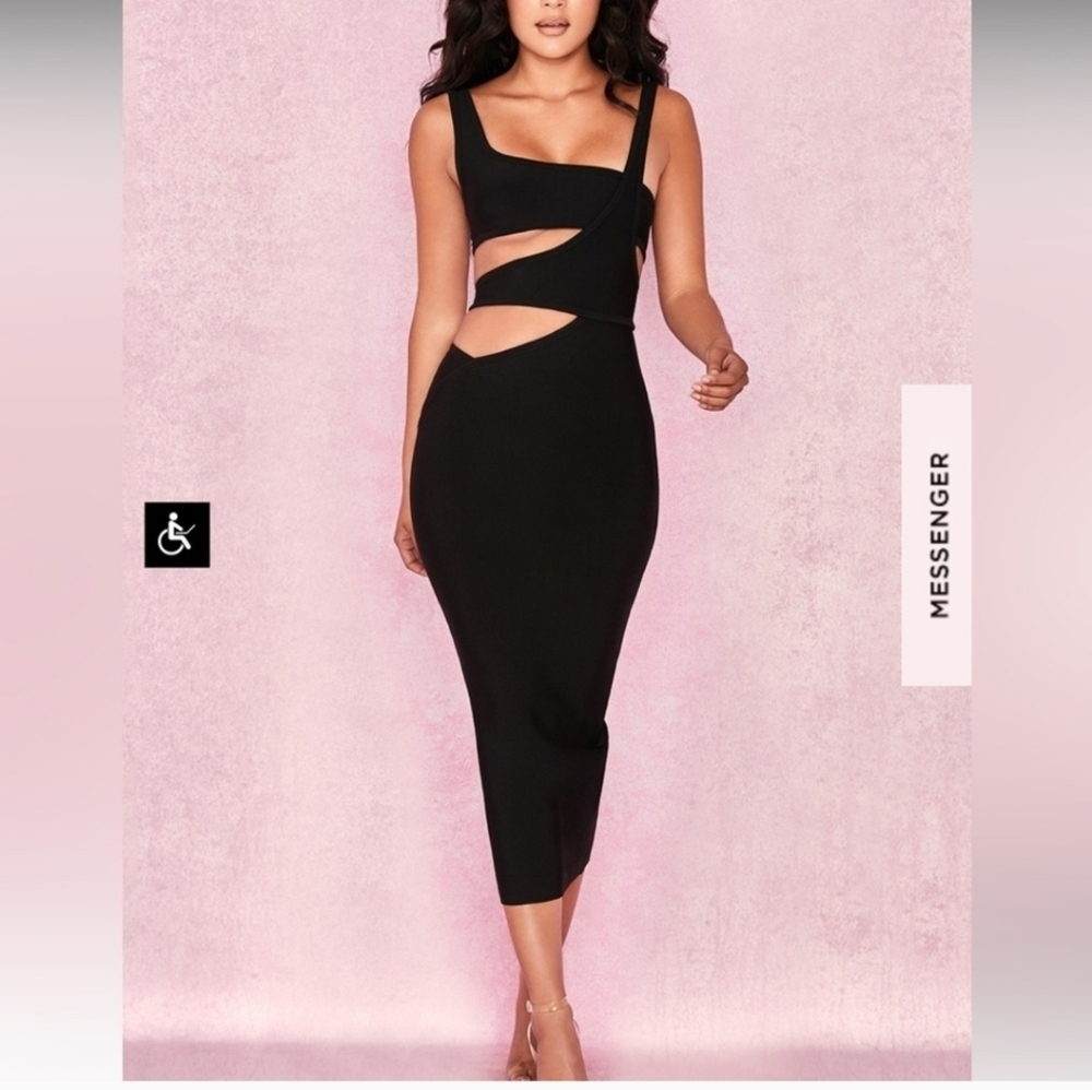 HOUSE OF CB MIYA Black Cutout Midi Dress